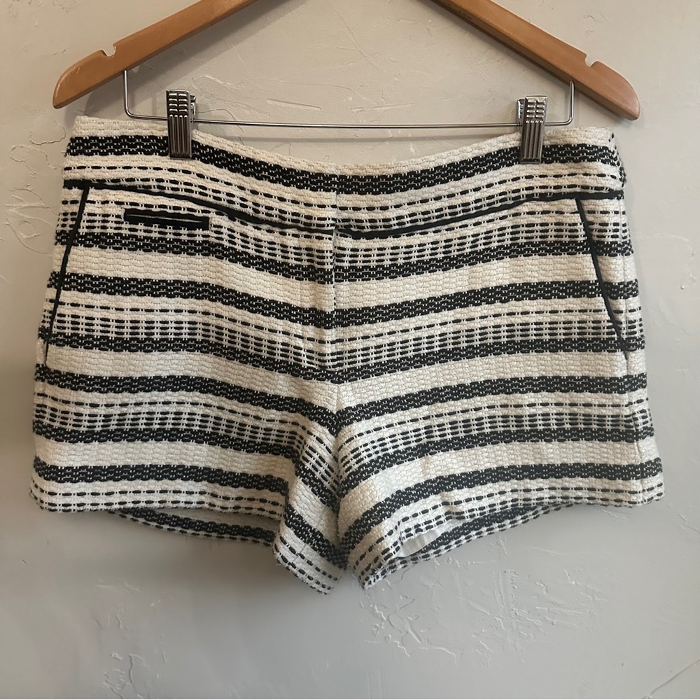 LOFT Black and White Striped High Waist Shorts